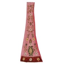 Sanskriti Vintage Design Fabric Hand Beaded Indian Pink Patch Work Dress Decor