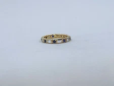 Pre-Owned Diamonique Round Blue CZ Baguette & White CZ Gold Plated Eternity Band
