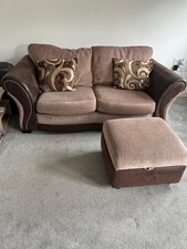 DFS Large 2 Seater Sofa Bed With Footstool In Brown Fabric