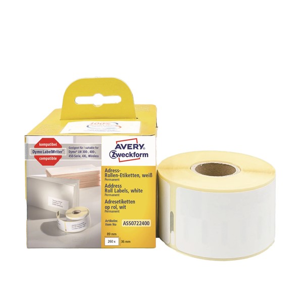 1 Bis 20X Avery Zweckform Rollenetiketten, 89 X 36 Mm, Weiß - Spare Bis Zu 39%-image