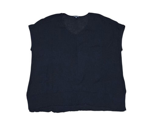 Eileen Fisher Damen 100% Wolle Strick Schwarz Stretch Top V-Ausschnitt Gr. XL - Bild 10 von 10