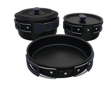 ERNESTO® Camping Kochgeschirr 7-teiliges Koch-Set Outdoor Töpfe Bratpfanne