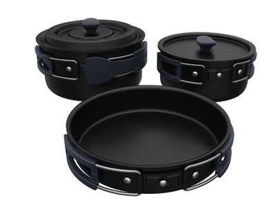 ERNESTO  Camping Kochgeschirr 7-teiliges Koch-Set Outdoor Töpfe Bratpfanne