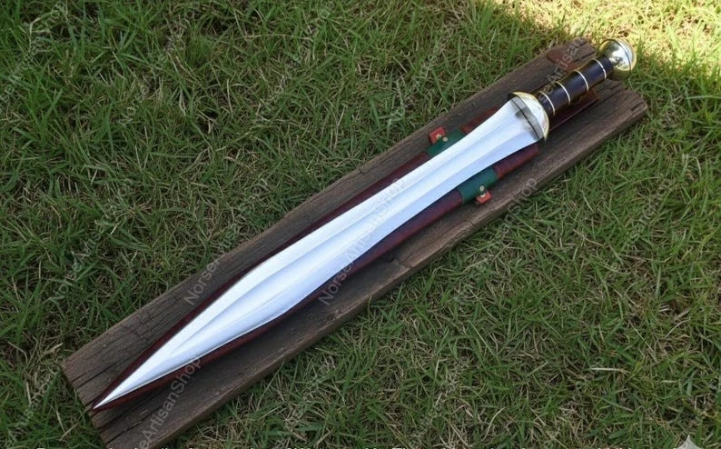 Espada Gladius forjada a mano hoja de acero al carbono de 22" mango de palo de rosa coleccionable Foto 2 de 4