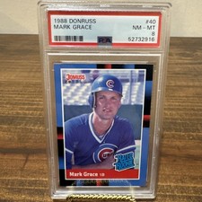 1988 Donruss #40 Mark Grace - ROOKIE CARD - PSA 8 NM-MINT - Chicago Cubs. rookie card picture