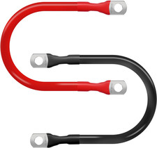2AWG 1FT Heavy-Duty Battery Cable Set 1 Positive  1 Negative , 3/8" M10 Thicke