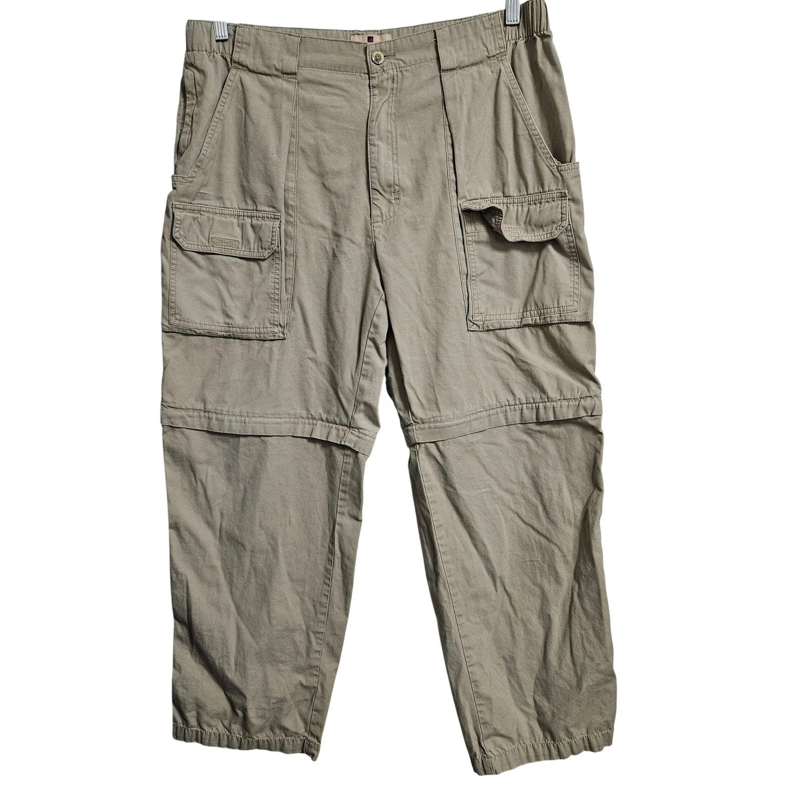 VTG Woolrich Cargo Pants Mens 34 Khaki Convertible Zip Off Hiking Outdoor Cotton