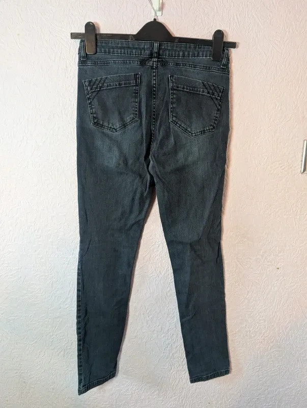 Mint Velvet Skinny Jeans UK 12 Dark Wash Biker Zip Detail image 5
