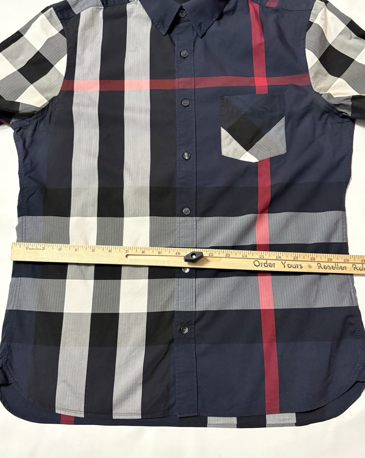 BURBERRY Shirt Check Large L Navy Blue thumbnail 6