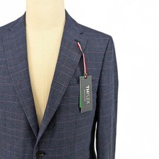 Tommy Hilfiger Men's Modern Fit Sport Coat Blazer Jacket Navy Blue Plaid 36 S