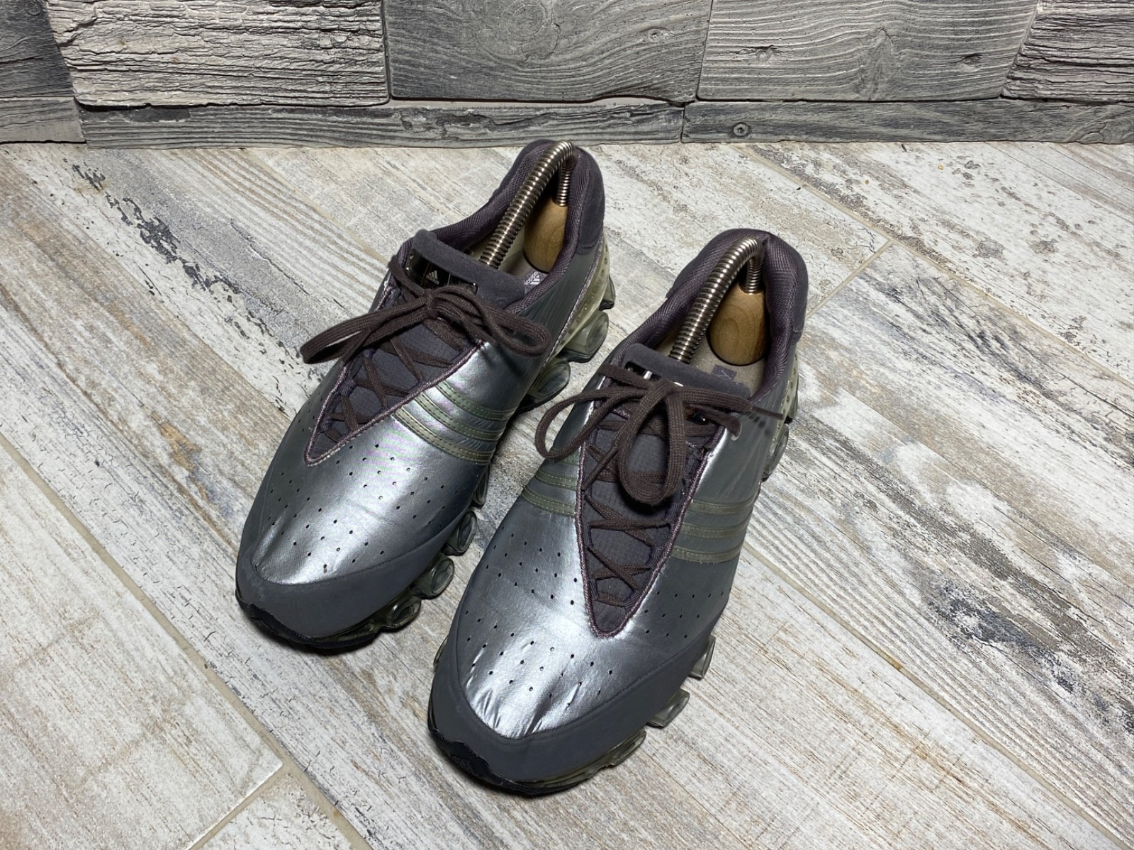 STELLA MCCARTNEY ADIDAS Women's Vintage Y2K Bounce Silver Futuristic Sneakers image 10