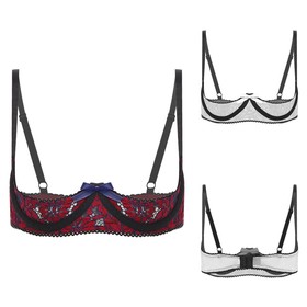 US Women Lace Half Cup Bra Underwired Bra Sexy Open Nipple Bra Lingerie Clubwear
