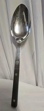 EKCO Vanadium USA Stainless Steel Serving Spoon Utensil Full Tang Brown Handle