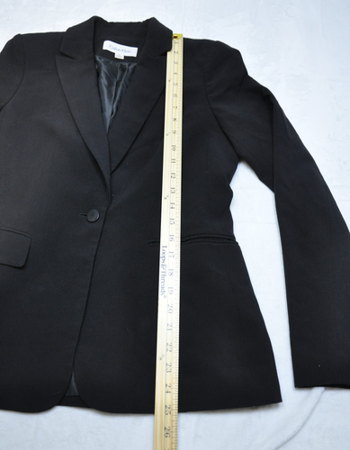 Calvin Klein Blazer Womens 2 Black One Button Suit Jacket Office Career Formal - Picture 10 of 11