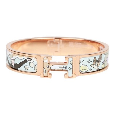 Hermès Dans Les Nuages Clic Clac H Narrow Enamel Bracelet PM RGHW