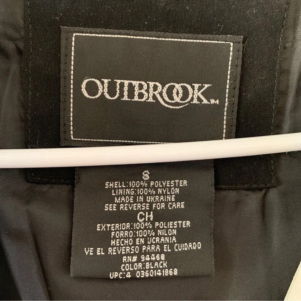 Black Jacket Size Small Removable Hood Outbrook Mid Length Long Sleeve Zip - Image 4 of 4