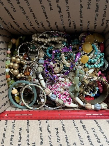 VINTAGE Costume Jewelry Lot  Medium Flat Rate Box Several Pounds