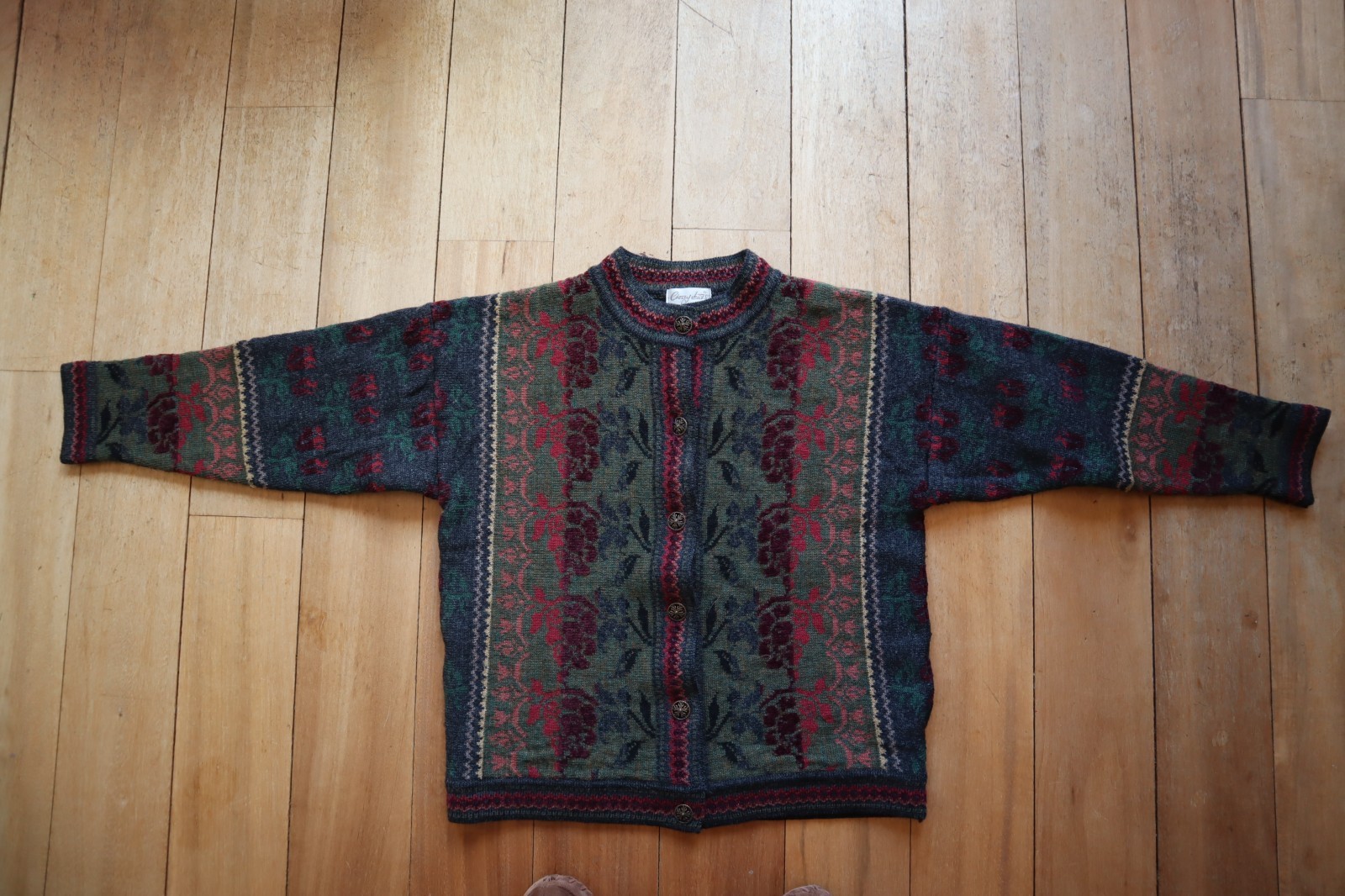 Multicolor Wool Blend Cherry Lewis Button Front F… - image 1