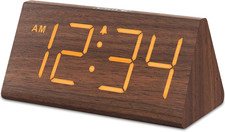 Wooden Digital Alarm Clocks for Bedrooms - Electric Desk Clock with Large Number
