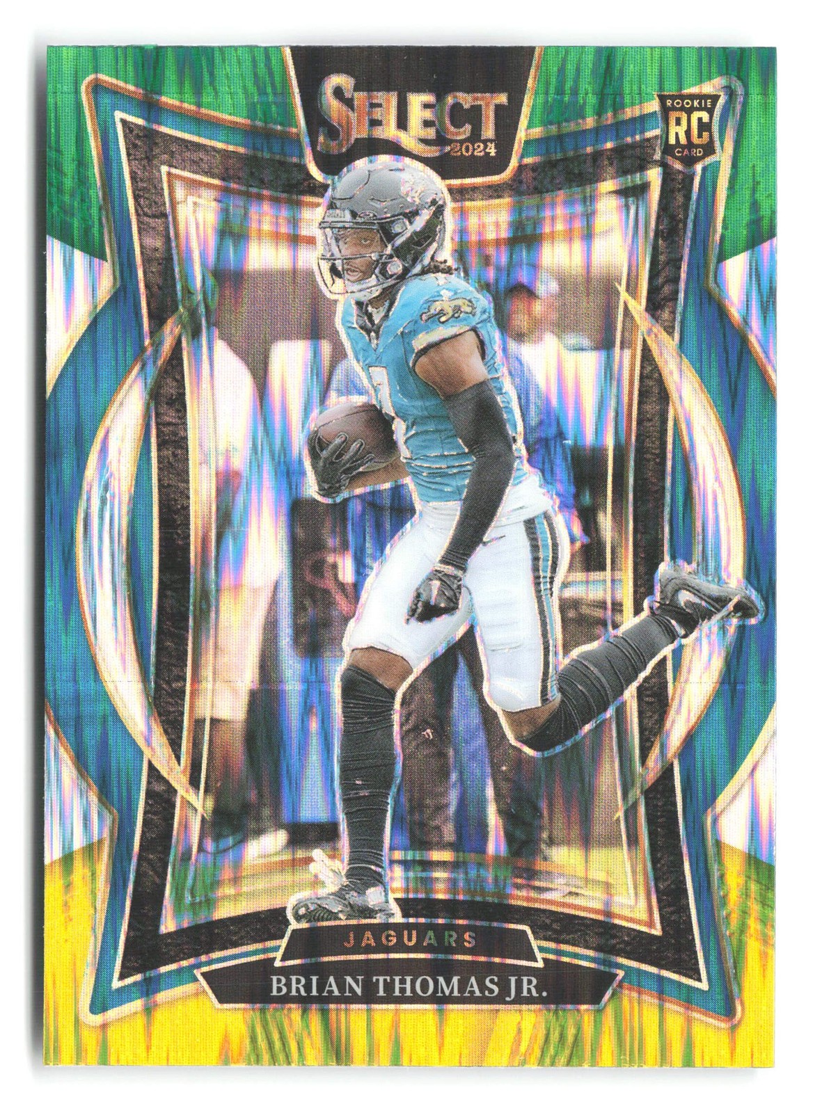 2024 Panini Select #91 Brian Thomas Jr. Green & Yellow Prizm Shock