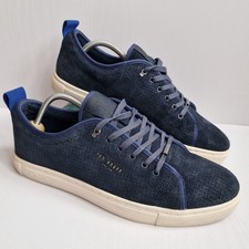 Ted Baker Shoes Mens 9 UK Blue Suede Textile Smart Casual Trainers