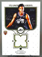 Topps 2025-26 Franchise Fabrics Ace Bailey FF-AB Rookie Memorabilia Utah Jazz