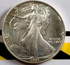 1991 SILVER EAGLE Coin- 1oz .999 Pure -Obverse OK, WTH Happened to the Reverse?