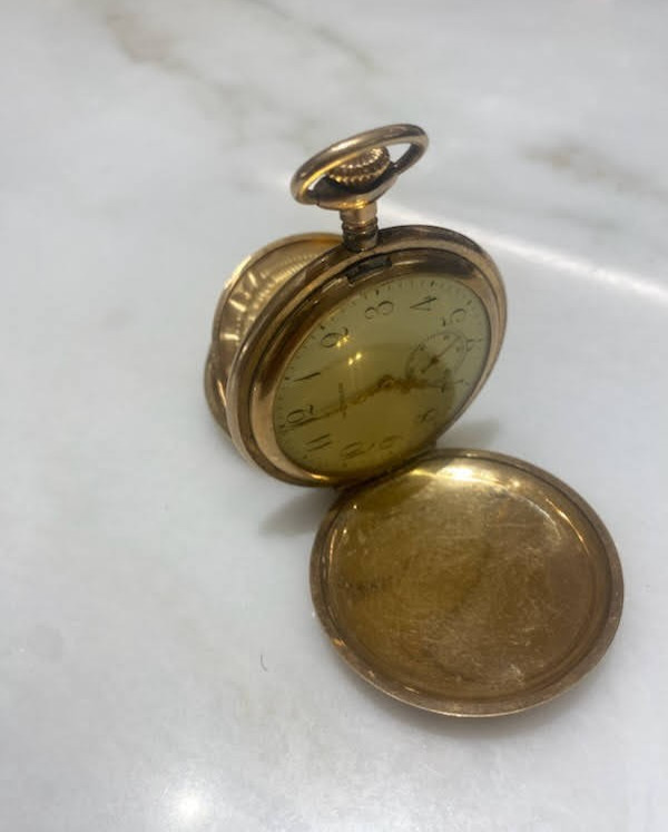 1907 Waltham Pocket Watch Serviced 14 KT Gold Case Cover 7 Jewels Movement 14S