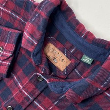 Orvis Men's XXL Heavyweight Flannel Shirt Red Blue Plaid Button Front 1312517
