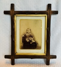Vintage Adirondack Picture Frame Rustic Carve...
