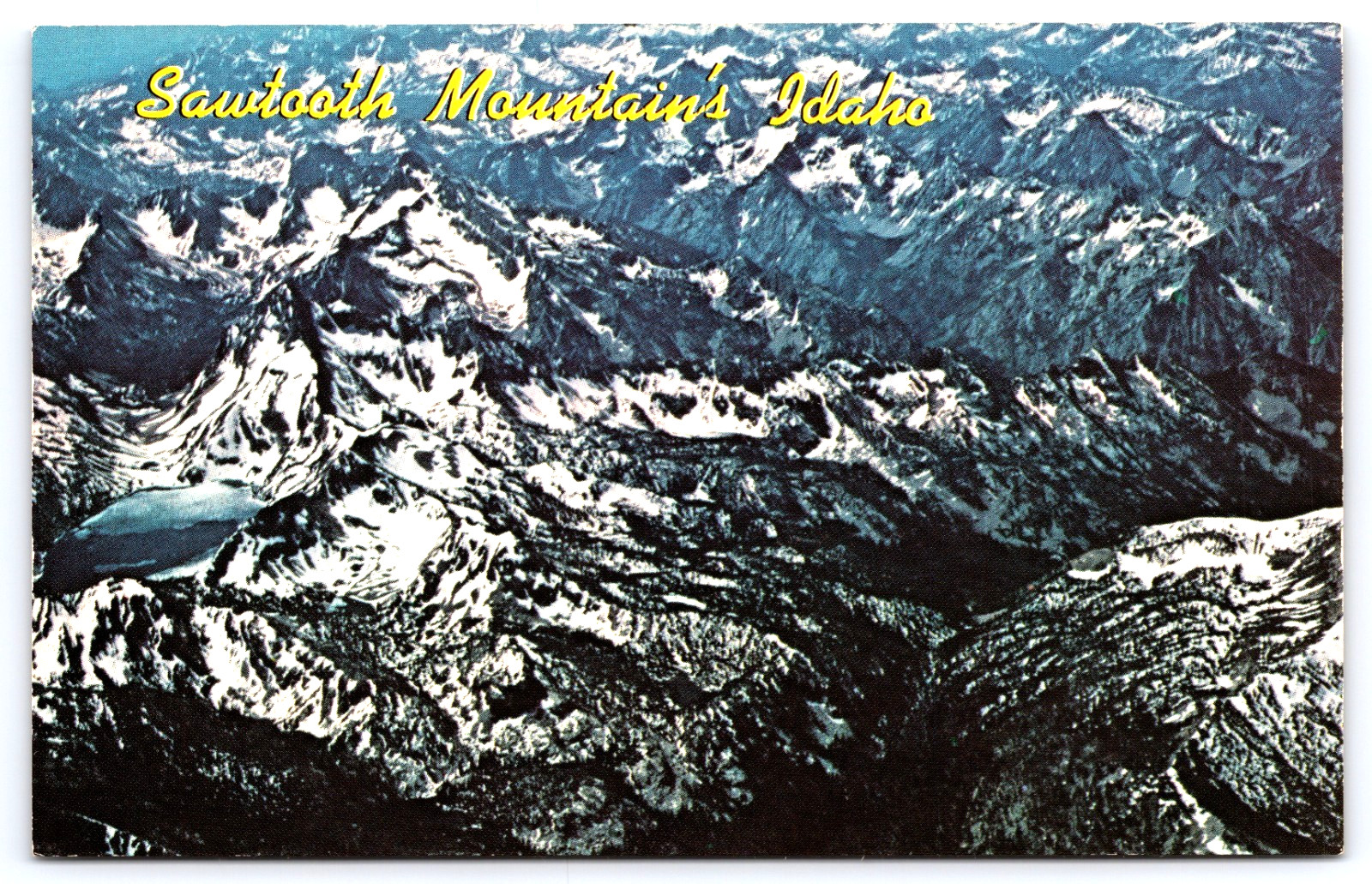 VINTAGE AERIAL PHOTO POSTCARD SAWTOOTH MOUNTAIN RANGE SNOW IDAHO USA UNPOSTED