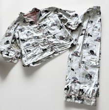 PJ Salvage Pour It Forward White Cotton Flannel Dog Wine Print Pajama Set Medium