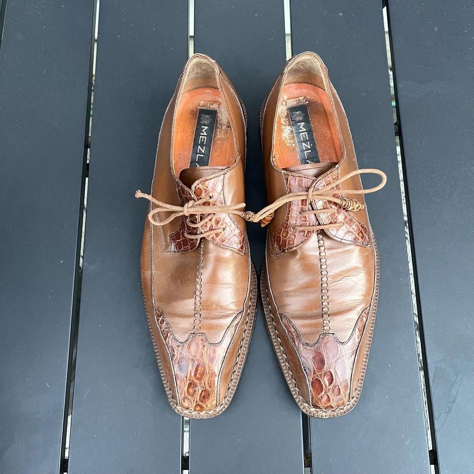 MEZLAN Farley Genuine Crocodile Alligator Lace Up Oxford Shoes Men's Size 8 M - Image 4 of 4