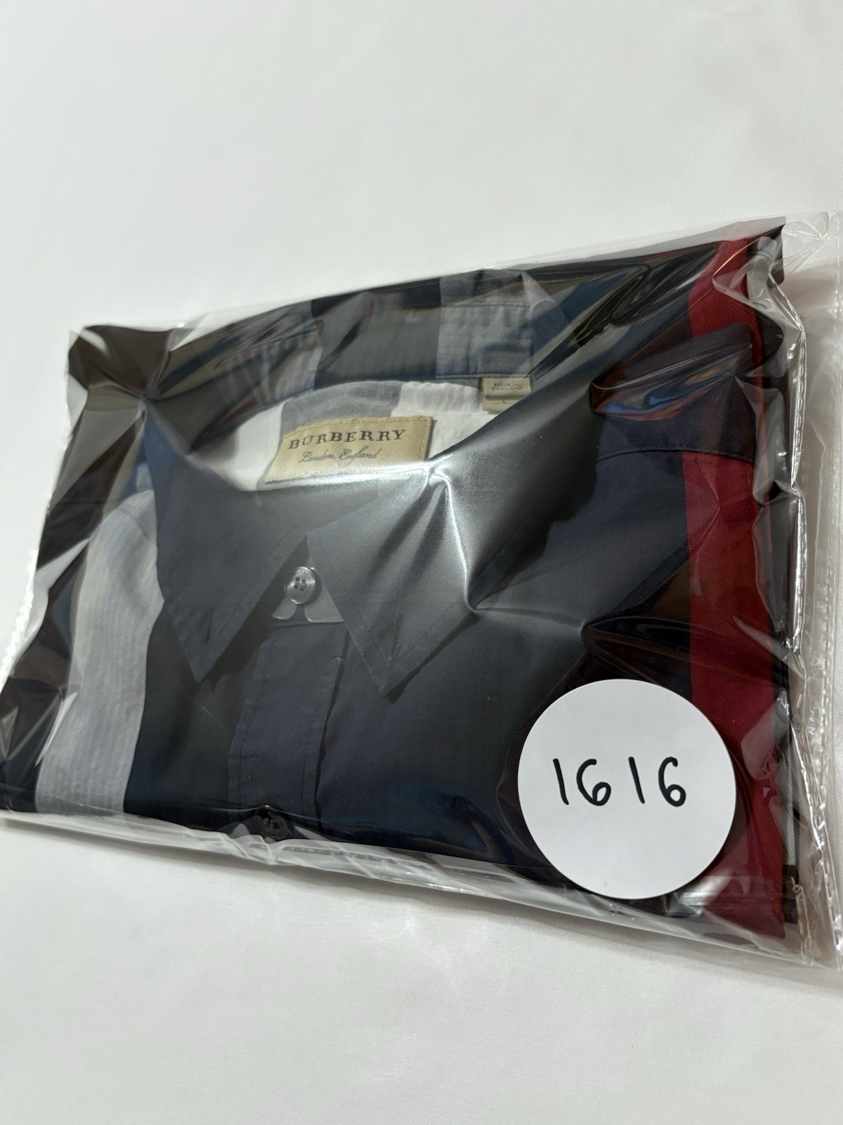 BURBERRY Shirt Check Large L Navy Blue thumbnail 16
