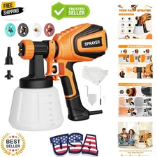 Paint Sprayer, 700W HVLP Spray Gun with Cleaning & Blowing Joints, 4 Nozzles ...