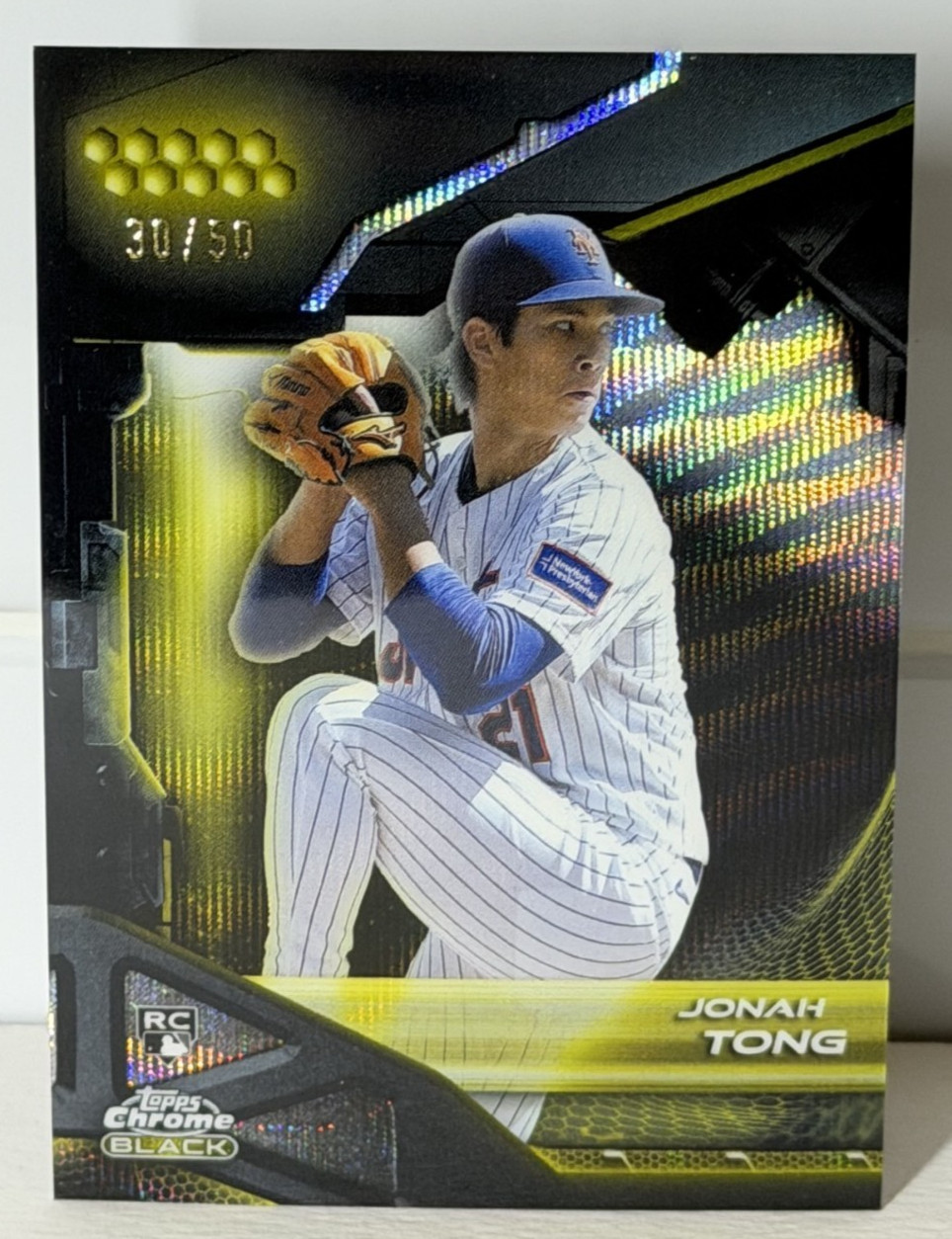 2026 Topps Chrome Black Jonah Tong Gold Wave /50 Rookie RC ~ New York Mets