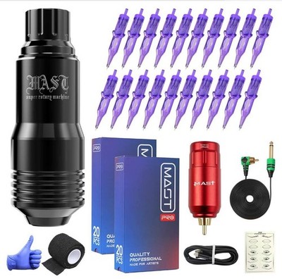 Mast Tour S Wireless Tattoo Machine With Pro Cartridges Needles Kit 368DC