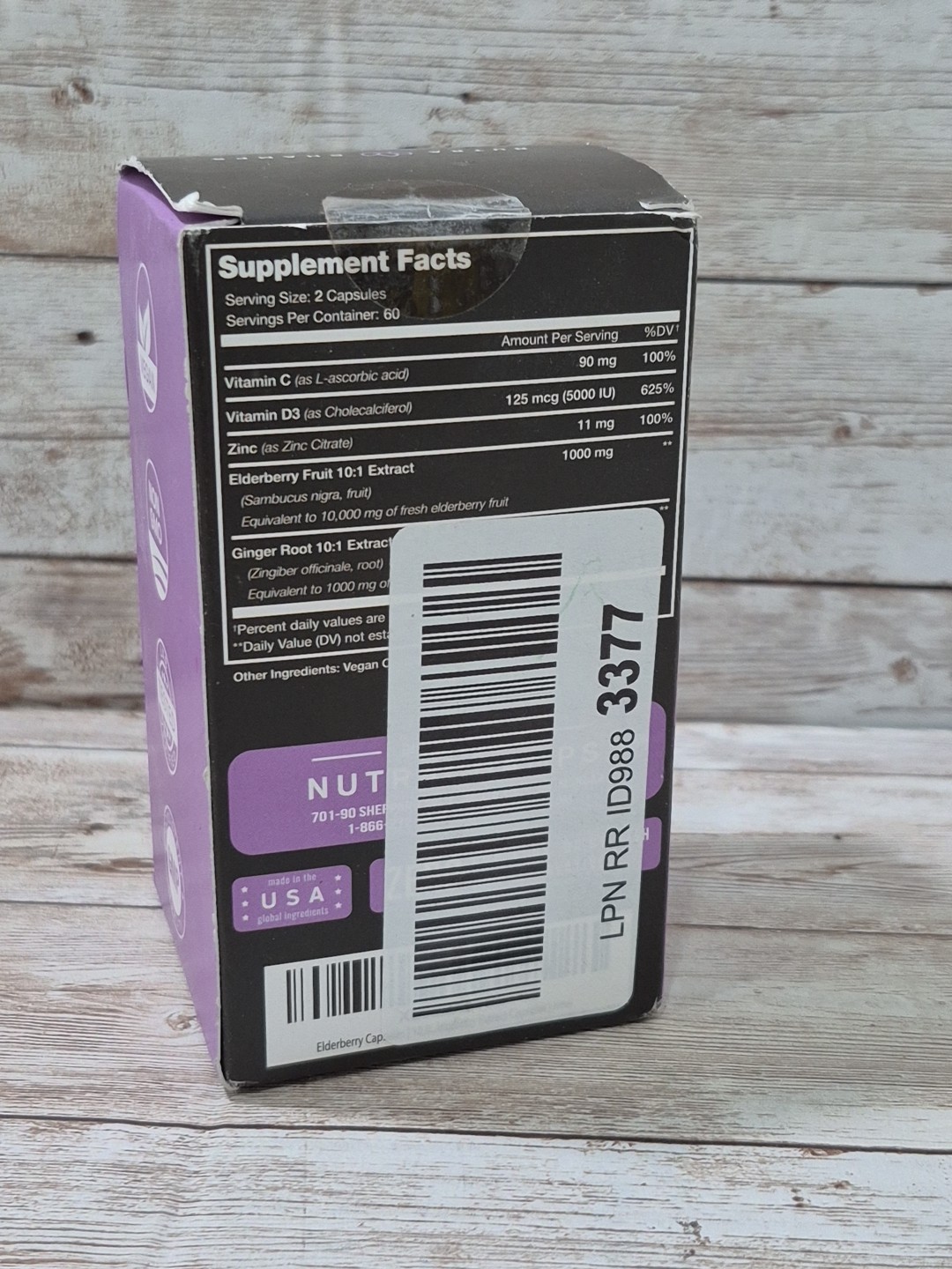 Viva Naturals Elderberry w/ Vitamin C, Zinc, D3 5000 IU 120 Caps Exp 02/26 