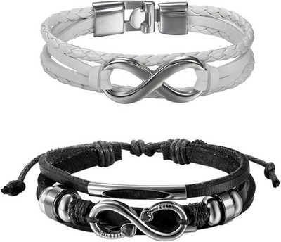 Infinity Armband Leder Geflochten mit Karabiner Verschluss, verstellbar