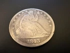 1843 SEATED LIBERTY HALF DOLLAR Philadelphia Mint NO MINT MARK GOOD  90% Silver!