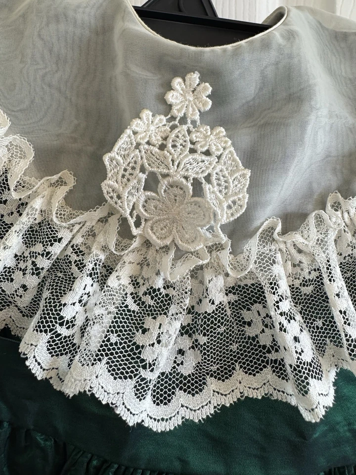 Martha's Miniatures We're Fussy Baby Girl Dress Size 2T Vintage Green/Ivory - Image 4 of 4