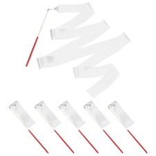 Dance Ribbons, 6Pcs 78.7 Inch Gymnastics Streamers for Gifts, Dancing, White