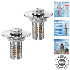 Stainless Steel Strainer Basket and Pop-Up Sink Stopper - Clog-Free Convenience