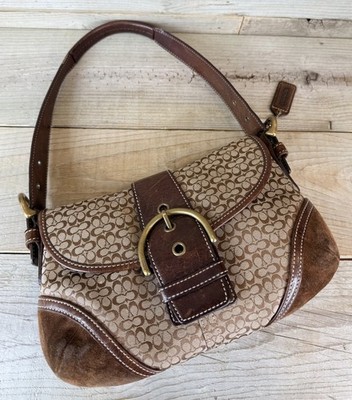 COACH Y2K Brown Khaki Mini Signature Soho Flap Shoulder Bag 6818