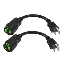 Power Extension Cord 0.5FT/6Inch(2 Pack), Short 3 Prong Electric 0.5 FT 2 PACK