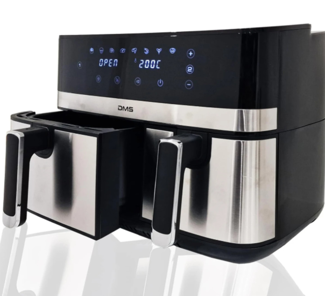 DMS 10L Heißluftfritteuse Doppelkammer Airfryer Dual Zone 6+4L XXL