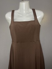 Birdy Grey Dress Womens Small Brown Square Neck Maxi A-Line Formal Bridesmaid