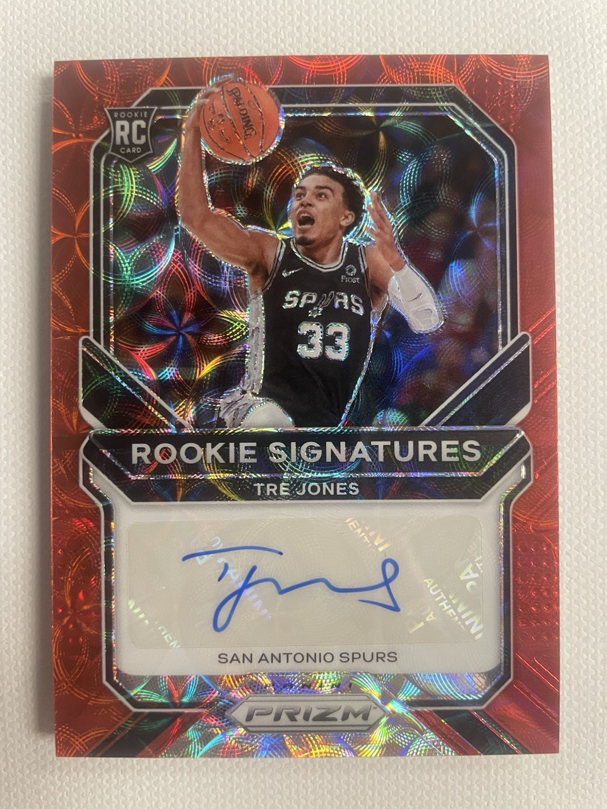 Tre Jones 2020-21 Panini Prizm Choice Rookie Signatures Red Scope Auto Spurs NM