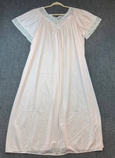 Vintage Nightgown Pink Lace Short Sleeve Nylon Tricot Size S