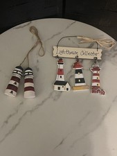 2 Lighthouse Collector Wood Christmas Ornament or Wall Hanging Decor primitive